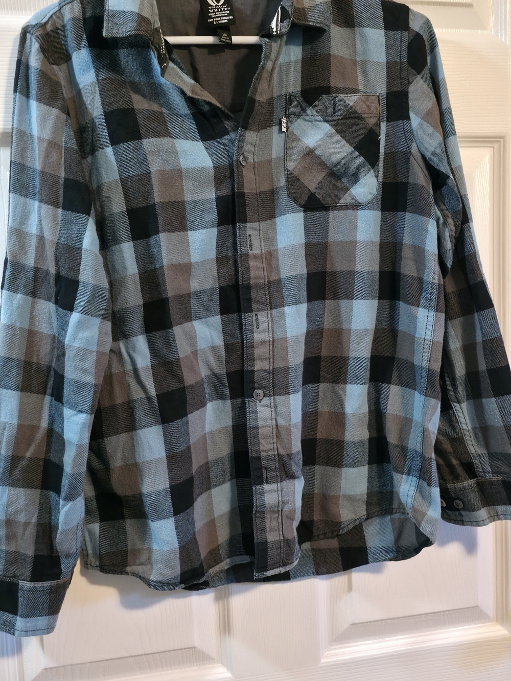 4/$67 Deal! Shaun White Blue and Black Plaid Button-Down Shirt